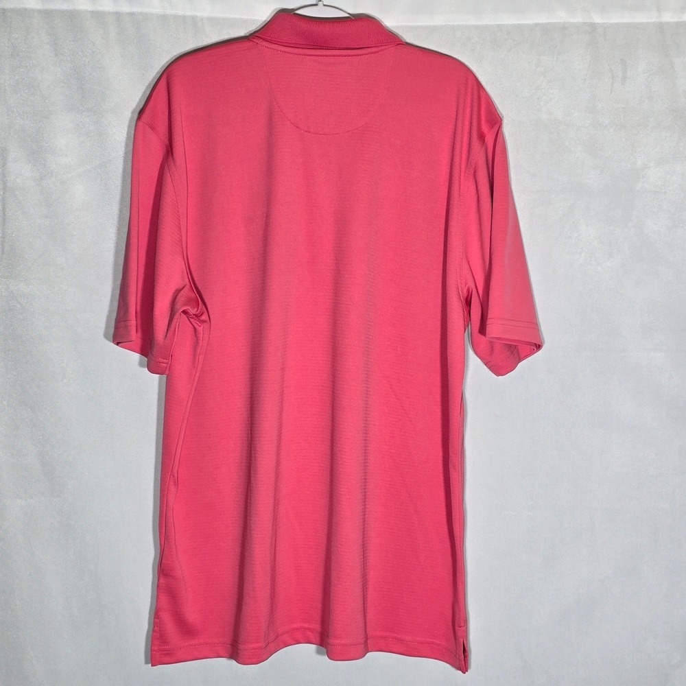 Greg Norman Mens L Play Dry Performance Polo Shirt Pink Short Sleeve Shark UPF - Picture 2 of 9